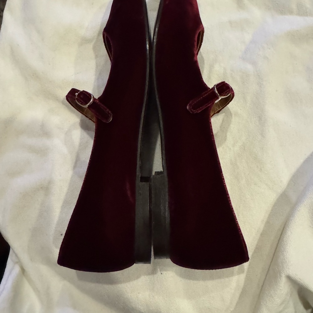 Margaux Burgundy Velvet Flats - Picture 3 of 6
